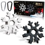 Stocking Stuffers for Men 2025 - Snowflake Multi Tool 2 Pack,18 in 1 Stainless Steel Multitool with Carabiner,White Elephant Gifts for Adults,Christmas Gift for Him,Dad,Husband,Brother(Silver+Black)