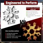 Stocking Stuffers for Men 2025 - Snowflake Multi Tool 2 Pack,18 in 1 Stainless Steel Multitool with Carabiner,White Elephant Gifts for Adults,Christmas Gift for Him,Dad,Husband,Brother(Silver+Black)