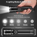 PHIXTON Rechargeable Flashlights 10000 High Lumens Long Range 3280 FT, Super Bright USB C LED Flashlight Long Lasting 15 Hours, Powerful Multifunctional Strong Flash Lights, for Camping