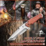 Purple Dragon Camping Knife with Sheath - D2 Steel Survival Knives for Camping, Bushcraft - Ergonomic G10 Handle Outdoor Survival Gear Christmas Gift for Men and Women