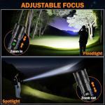 3Pack Rechargeable Flashlights High Lumens 9900FL, LED Flashlight Rechargeable with LCD Digital Display, 5Modes Adjustable Flash Light, Super Bright Flashlight Powerful, Tactical Flashlights for Home