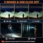 3Pack Rechargeable Flashlights High Lumens 9900FL, LED Flashlight Rechargeable with LCD Digital Display, 5Modes Adjustable Flash Light, Super Bright Flashlight Powerful, Tactical Flashlights for Home