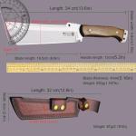 WPKOPYA Fixed Blade Outdoor Knife with Leather Sheath, DC53 Steel Full Tang, 6.6” Sharp Blade, Wooden Handle, 13.6” Tactical Survival Knife for Camping, Hiking, Bushcraft, Cooking & Utility Use