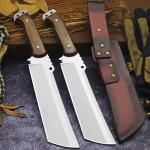 WPKOPYA Fixed Blade Outdoor Knife with Leather Sheath, DC53 Steel Full Tang, 6.6” Sharp Blade, Wooden Handle, 13.6” Tactical Survival Knife for Camping, Hiking, Bushcraft, Cooking & Utility Use