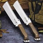 WPKOPYA Fixed Blade Outdoor Knife with Leather Sheath, DC53 Steel Full Tang, 6.6” Sharp Blade, Wooden Handle, 13.6” Tactical Survival Knife for Camping, Hiking, Bushcraft, Cooking & Utility Use