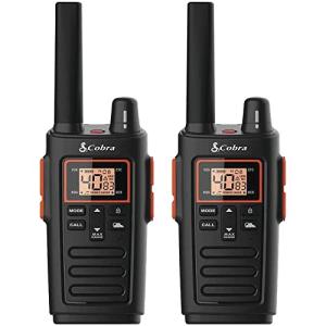 Cobra RX380 Walkie Talkies (2-Pack) – Weather Resistant Two Way Radios Long Range, 40 Pre-Programmed Channels, Weather Alerts, LED Flashlight, Long-Life NiMH Batteries (Black)