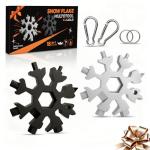 KULOLO Snowflake Multi Tool 2 Pack - Stainless Steel 18 in 1 Multitool with Carabiner,Bottle Opener & Wrench,Stocking Stuffers for Men,White Elephant Gifts, Christmas Gifts for Him(Silver + Black)
