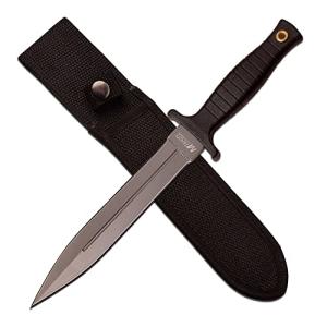 MTech USA – Fixed Blade Knife – Grey TiNite Coated Stainless Steel Blade with Black ABS Handle, Includes Black Nylon Sheath - Hunting, Camping, Survival, Tactical, EDC – MT-20-77GY