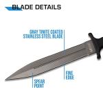 MTech USA – Fixed Blade Knife – Grey TiNite Coated Stainless Steel Blade with Black ABS Handle, Includes Black Nylon Sheath - Hunting, Camping, Survival, Tactical, EDC – MT-20-77GY