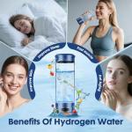 Hydrogen Water Bottle, Portable Hydrogen Water Bottle Generator, 1500 PPB Smart Hydrogen Water Machine with SPE/PEM Tech, Rechargeable Ionizer Machine for Home, Travel & Office Fitness Drinking