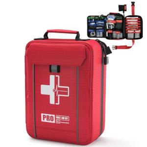 First Aid Trauma Kit,Comprehensive First Aid Kit with Labelled Compartments, Molle System Emergency Kits for Cars, Home, Office, Backpacking, Camping, Traveling, and Cycling-265 Piece