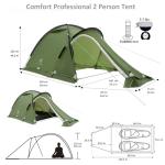 Geertop Portable 2 Person 4 Season Tent Waterproof Backpacking Tent Double Layer All Weather for Camping Hiking Travel Climbing Mountaineering - Easy Set Up (Green)