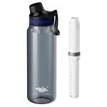 Membrane Solutions C3 Filtered Water Bottle, 36oz BPA-Free Bottle with Replaceable ACF+UF Filter Cartridge, Portable Water Filter, Travel, Hiking & Camping for Drinking Water Anywhere(Grey)