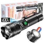 Esgofo Rechargeable Flashlights High Lumens 10000 2 Modes High/Low, Super Bright Magnetic LED Flashlight Long Distance 3280FT, Powerful Long Lasting Strong Flash Light USB C with Clip for Hiking