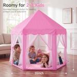 Monobeach Princess Tent Girls Large Playhouse Kids Castle Play Tent with Star Lights Toy for Children Indoor and Outdoor Games, 55'' x 53'' (DxH) (Pink Princess with Play Mat)