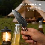 SODEN Damascus Camping Knife,VG-10 Fixed Blade Survival Tool with Bottle Opener for Outdoor, Hunting & Hiking | Full Tang & Ergonomic Handle