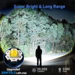 Flashlights LED High Lumens Rechargeable, Goreit 20,000 Lumens XHP70.2 Super Bright Flashlight, Flash Light Battery Powered, Powerful Handheld Flashlight with holster for Emergency Camping Hiking Gift