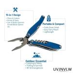 UVJNVLW 15-in-1 Full-Size Multi-Tool for DIY, Home, Garden, Outdoors & EDC, Blue - Versatile All-in-One Tool Kit