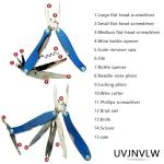 UVJNVLW 15-in-1 Full-Size Multi-Tool for DIY, Home, Garden, Outdoors & EDC, Blue - Versatile All-in-One Tool Kit