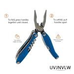 UVJNVLW 15-in-1 Full-Size Multi-Tool for DIY, Home, Garden, Outdoors & EDC, Blue - Versatile All-in-One Tool Kit