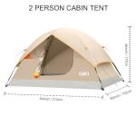 UNP Khaki 2 Person Dome Camping Tent, 4 Season, Easy Setup, Waterproof, 35 Sq Ft, 5.2 Lb