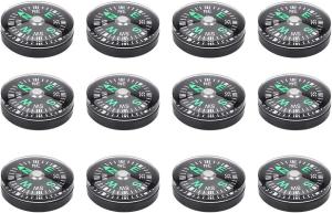 Pocket Compass, 20mm 12pcs Mini Pocket Oil Filled Compass for Hiking Camping Outdoor Activities Accessory