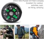 Pocket Compass, 20mm 12pcs Mini Pocket Oil Filled Compass for Hiking Camping Outdoor Activities Accessory