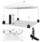 WEIZE Pop up Canopy Tent 10x10ft, 1-Button Push Setup, Instant Portable Shelter, Adjustable Height, Portable Roller Bag, 4 Weight Bags, Guy Ropes & Stakes Included, White