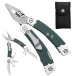 HANSHI G10 Handle Multitool Pliers with YG10 Tungsten Steel Replaceable Wire Cutters 12 in 1 Multi Tool Pocket Knife with Safety Lock,Saw,Bottel Opener for Camping,Survival with Nylon Sheath (green)