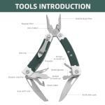 HANSHI G10 Handle Multitool Pliers with YG10 Tungsten Steel Replaceable Wire Cutters 12 in 1 Multi Tool Pocket Knife with Safety Lock,Saw,Bottel Opener for Camping,Survival with Nylon Sheath (green)