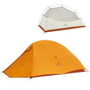 Naturehike Cloud up Base Backpacking Tent, Waterproof Lightweight 2 Person Tent for Camping, Double Layer Two Person Tent with Footprint(Cloud up Pro(Orange - 210T Polyester))