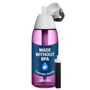Brita Hard-Sided Plastic Premium Filtering Water Bottle, BPA-Free, Reusable, Replaces 300 Plastic Water Bottles, Filter Lasts 2 Months or 40 Gallons, Includes 1 Filter, Orchid - 36 oz.