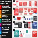 SurviveX Small First Aid Kit for Car, Travel & Home - Emergency Kit for Hiking, Camping, Backpacking and Outdoors - Includes Zip Stitch Wound Closure Strips