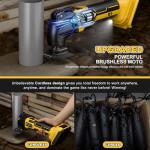 Cordless Oscillating Tool for Dewalt 20V Battery,6 Variable Speed Brushless-Motor Tool,22Pcs Oscillating Multi Tool Kit for Cutting Wood Drywall Nails Remove Grout & Sanding(Tools Only)