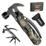 WORKPRO Multitool-12 in 1 Camping Tools with Mini Hammer-EDC Gear Multi Tools Hammer with Safety Lock and Pouch-Mini Multitools Gifts for Men and Women-Camouflage
