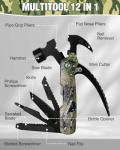 WORKPRO Multitool-12 in 1 Camping Tools with Mini Hammer-EDC Gear Multi Tools Hammer with Safety Lock and Pouch-Mini Multitools Gifts for Men and Women-Camouflage