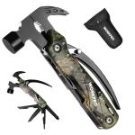 WORKPRO Multitool-12 in 1 Camping Tools with Mini Hammer-EDC Gear Multi Tools Hammer with Safety Lock and Pouch-Mini Multitools Gifts for Men and Women-Camouflage