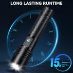 Kmivo Flashlight Rechargeable LED High Lumens, 99,000 Lumens Super Bright Flash Lights with 5 Modes, Adjustable，Waterproof Powerful Linterna for Home, Camping(2 Pack)