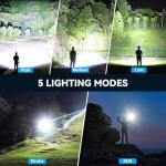 Kmivo Flashlight Rechargeable LED High Lumens, 99,000 Lumens Super Bright Flash Lights with 5 Modes, Adjustable，Waterproof Powerful Linterna for Home, Camping(2 Pack)