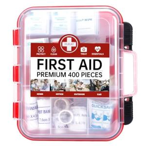TLIEAO 400 Pieces All-Purpose First Aid Kit - Organized Dual-Layer Wall - Professional Medical Kit for Home, Car, Camping, Travel, Office, Outdoor, Business & Sports