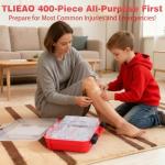 TLIEAO 400 Pieces All-Purpose First Aid Kit - Organized Dual-Layer Wall - Professional Medical Kit for Home, Car, Camping, Travel, Office, Outdoor, Business & Sports