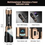 SKYFIRE LED Flashlights High Lumens with Ignition Lens,2000lm Super Bright Rechargeable Flashlight, Zoomable,Four Modes,Waterproof Tactical Flash Light for Camping Essentials,Outdoor and Home,Gift