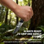SODEN Damascus Camping Knife, VG-10 Core Full Tang Fixed Blade for Survival & Outdoor Hunting | Ergonomic Rosewood Handle | Premium Knife Tool