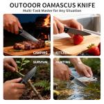 SODEN Damascus Camping Knife, VG-10 Core Full Tang Fixed Blade for Survival & Outdoor Hunting | Ergonomic Rosewood Handle | Premium Knife Tool