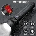 OMALIGHT Rechargeable LED Flashlight, 90,000 Lumens Super Bright Tactical Flashlights with Zoomable 10 Modes Waterproof Flash Light for Camping Emergencies Outdoor Indoor