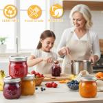 BIGIVACA 16 oz Wide Mouth Mason Jars, 12 Pack Overnight Oats Containers with Lids - Fruit Carved Design Glass Canning Jars for Food Storage, Preserving, Pickling, Meal Prep, DIY Crafts and Home Decor