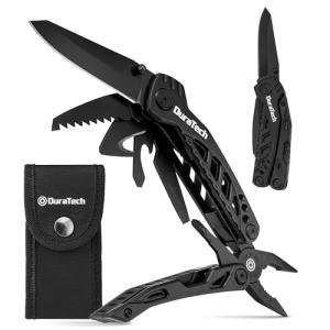 DURATECH 11-in-1 Multitool Knife, Gift for Men, Stainless Steel Multi Tool Pocket Knife with Large Blade, Pliers, Screwdrivers, Saw, EDC Multitool with Oxford Sheath for Outdoor, Camping, Survival
