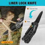 DURATECH 11-in-1 Multitool Knife, Gift for Men, Stainless Steel Multi Tool Pocket Knife with Large Blade, Pliers, Screwdrivers, Saw, EDC Multitool with Oxford Sheath for Outdoor, Camping, Survival