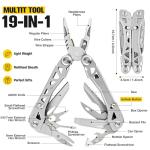 Lightweight Multitool,19-in-1 Multipurpose Plier,420HC Knife,Bottle Opener,Saw,with Nylon Sheath Great for Camping, Hiking, Outdoor, Survival, Simple Repair