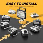 2 Pack 10000 Lumen 35 LED Work Light Compatible with Dewalt 20V Max Battery, 78W Cordless Jobsite Flood Light with Dual USB-A Charging Ports, Bright Portable Outdoor Flashlight (Battery Not Included)
